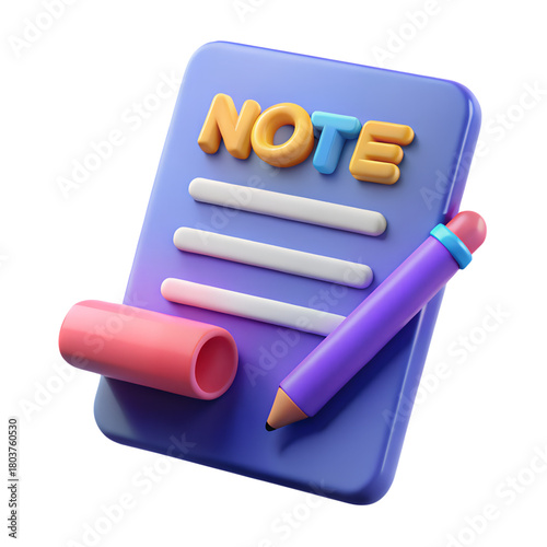Stylish 3D Note Pad with Pencil and Eraser for Educational and Branding Purposes