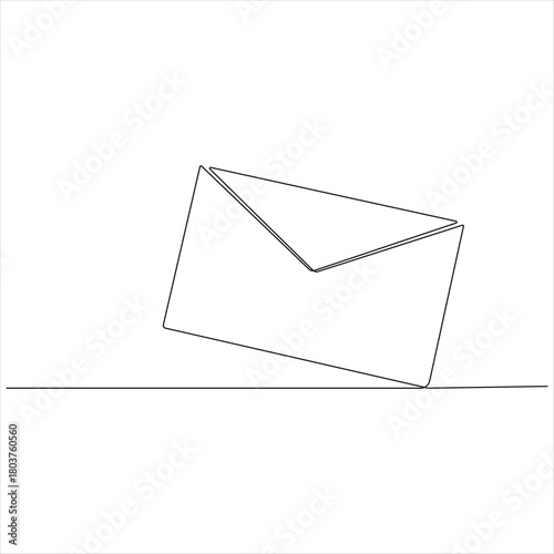 Continuous one line drawing of paper envelope vector illustration