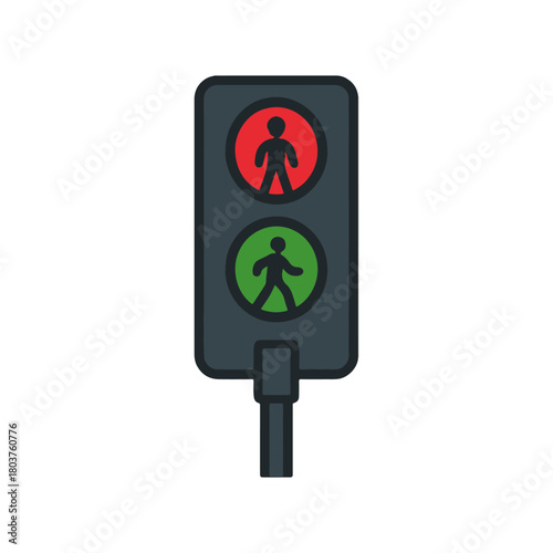 Pedestrian Traffic Light Illustration on White Background