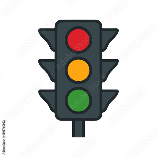Traffic Light Illustration on White Background