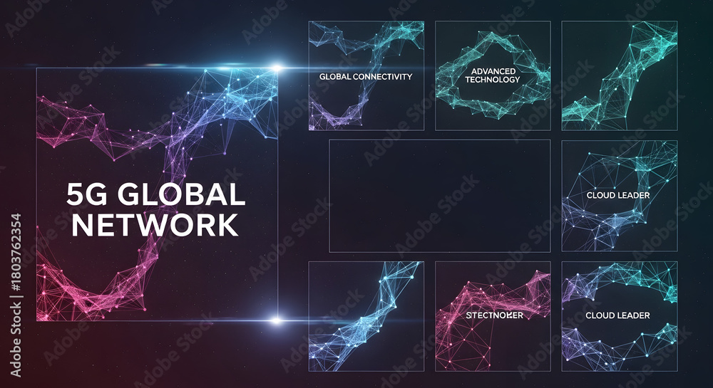 Naklejka premium 5g global network technology background with futuristic design, perfect for telecommunications, internet, and digital communication