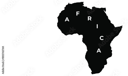Black Silhouette of Africa with Scattered Letters continent