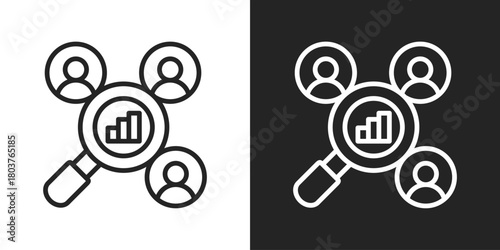 competitor analysis Icon In Black And White Line Style