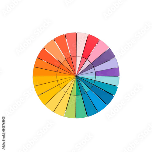Circular Color Wheel Showing Vibrant Spectrum of Hues Against White Background