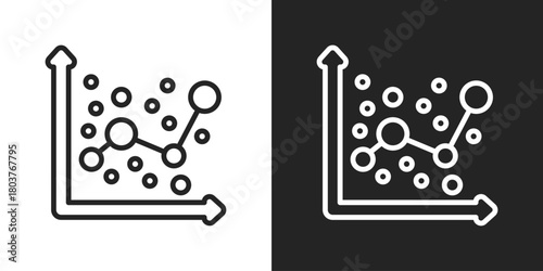 regression Icon In Black And White Line Style