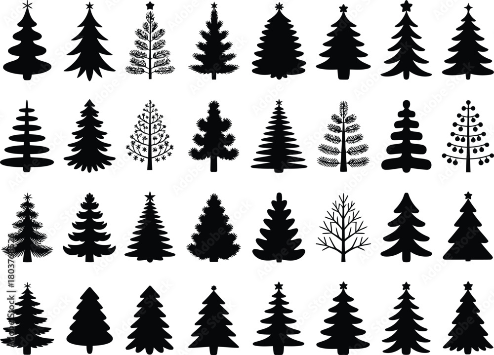 Fototapeta premium Christmas tree icon set of vector