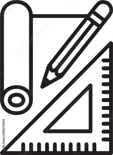 Blueprint, pencil and ruler