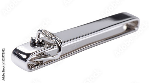 Shiny silver metal latch isolated on transparent background for securing objects