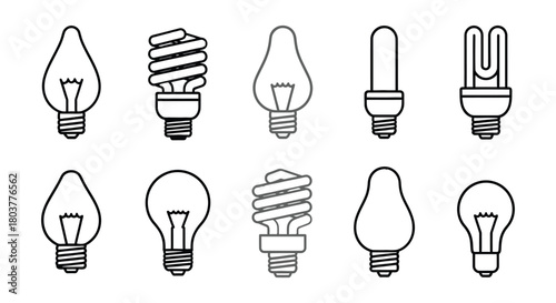 Various light bulbs vector illustration energy saving concept