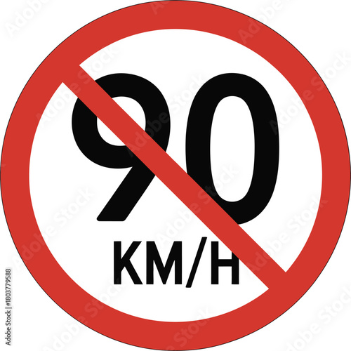 No speeding over 90 kilometers per hour road sign