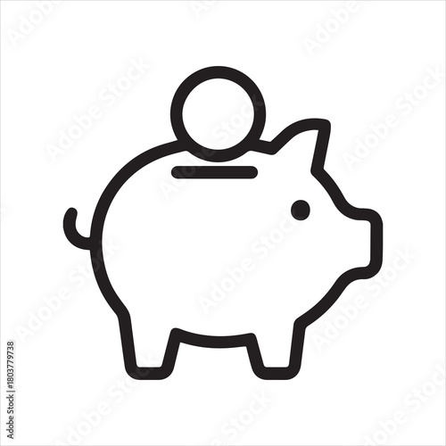 Piggy bank outline icon vector