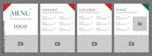 Minimal modern drink menu template featuring clean layout elegant typography and simple beverage sections perfect for bars cafes restaurants and lounge menu designs suitable for professional printable