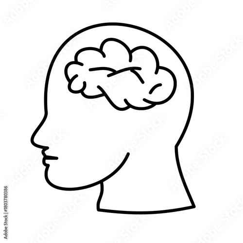 human head icon with brain minimalist icon useful for healthcare projects