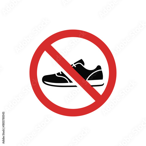 No shoes allowed sign with red circle and diagonal line