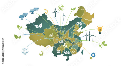 Visualizing China's Green Energy Transition A Map Illustrating Renewable Power Infrastructure, Sustainable Development, and Environmental Initiatives Across Diverse Regions