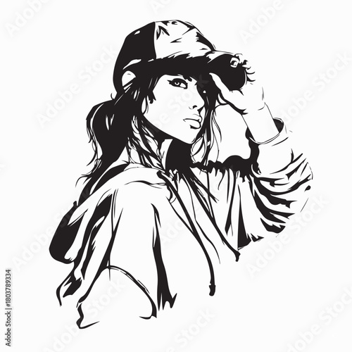 Trendy Young Woman Outfit Vector Illustration on white background