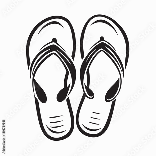 Minimalist Summer Flip Flops Vector Logo isolated on white background
