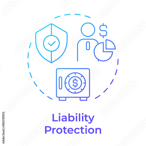 Liability protection blue gradient concept icon. Legal security. Benefit of LLC. Business development. Round shape line illustration. Abstract idea. Graphic design. Easy to use in infographic