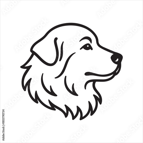 Great Pyrenees dog head side profile outline vector