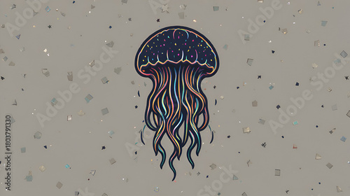 Filled Line JELLYFISH design vector icon