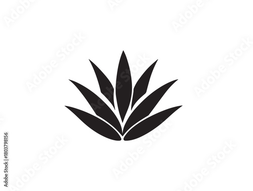 Aloe icon vector illustration solid black white background plant symbol