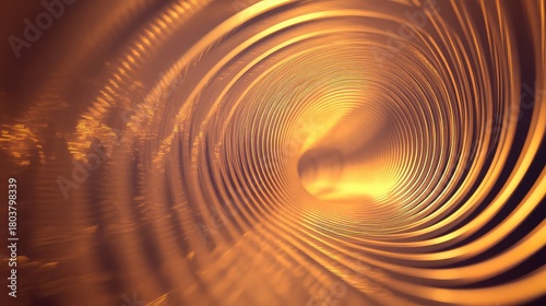 Fototapeta Naklejka Na Ścianę i Meble -  Golden spiral tunnel abstract technology network background