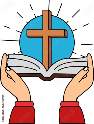 A pair of hands holding a bible