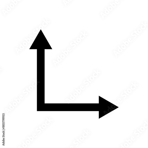 Black l-shaped arrow icon pointing up and right, signifying direction, progress, a path, or a turn in a journey's course.