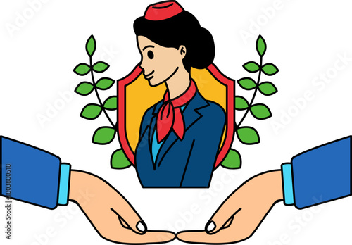 two hands holding an air hostess