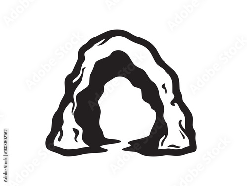 Cave icon vector illustration solid black white background exploration