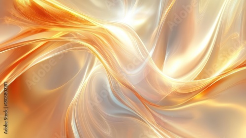 Golden fluid light lines flowing abstract energy