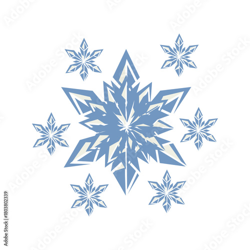 A beautiful vector set of winter snow and ice flakes is perfect for Christmas and New Year holiday pattern design and seasonal decoration