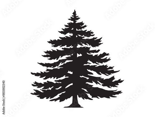 Cedar tree icon vector illustration solid black white background symbol