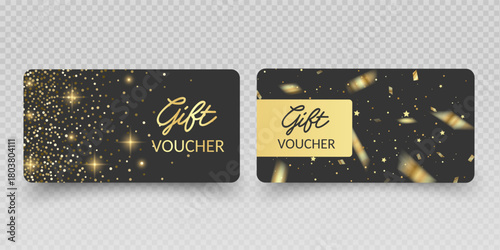 Blank Gift Cards and Vouchers with Red Ribbon Mockup Vector format