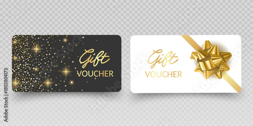 Blank Gift Cards and Vouchers with Red Ribbon Mockup Vector format