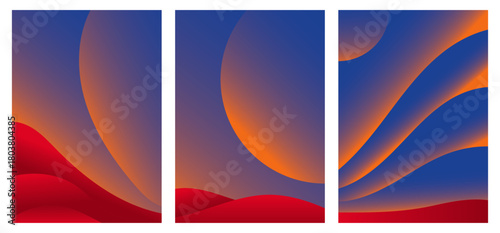RED PLANET wallpaper, Abstract view of planet with flowing sky. Wallpaper set of red planet. For wallpaper, background, leaflet, poster and template vector.