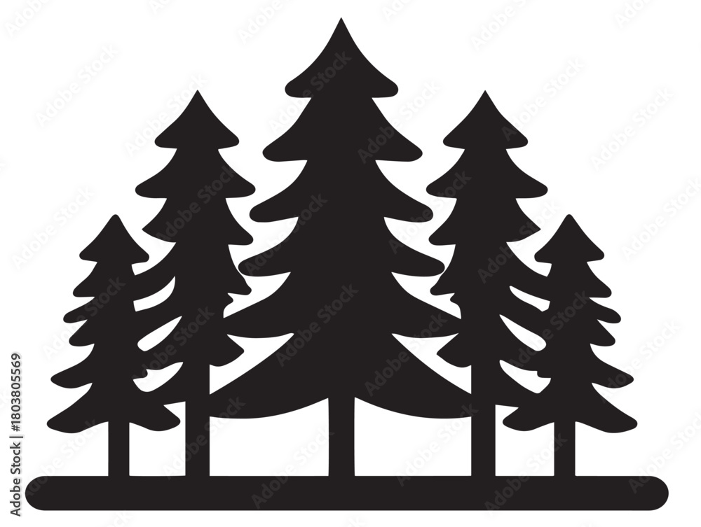 Fototapeta premium Forest icon vector illustration solid black white background woodland graphic