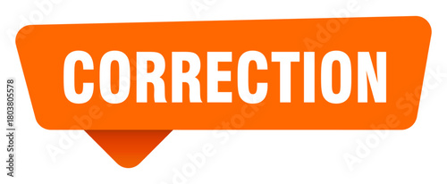correction sticker. correction orange sign isolated on transpatent background