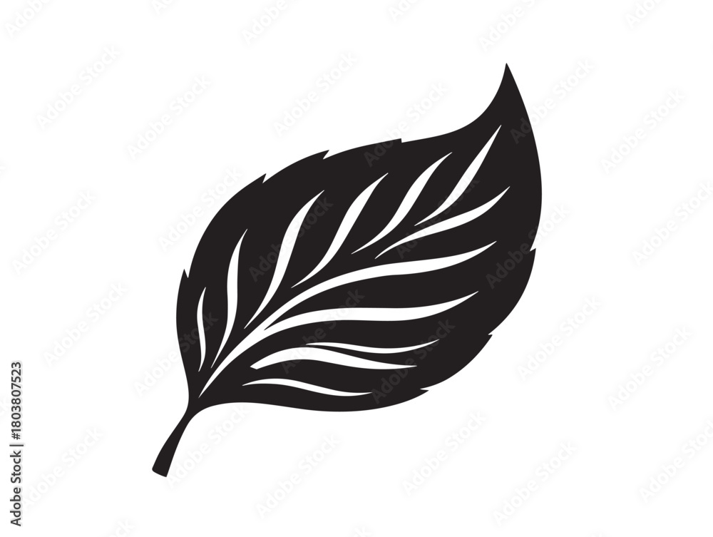 Obraz premium Leaf icon vector illustration solid black on a white background