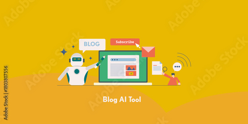 Blog AI automation platform, generates content and visuals for SEO, automate email delivery to subscribers and engage blog visitors with chat response.