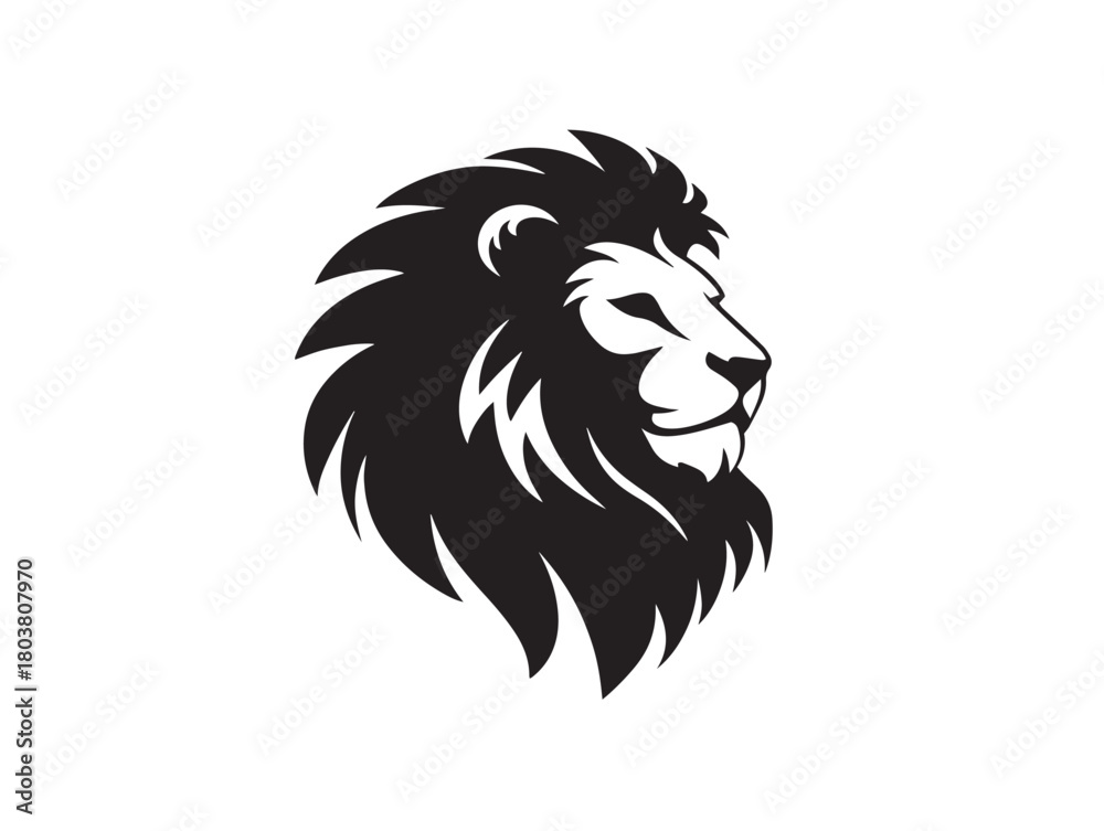 Fototapeta premium Lion icon vector illustration solid black on white background graphic