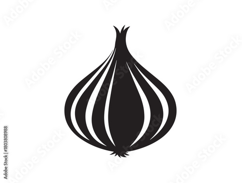 Onion icon vector illustration solid black white background cooking ingredient