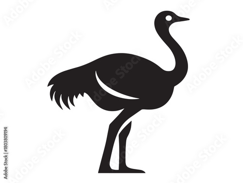 Ostrich icon vector illustration solid black white background wildlife symbol