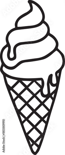 Sweet Temptation: A whimsical outline of a delightful ice cream cone, a classic dessert.