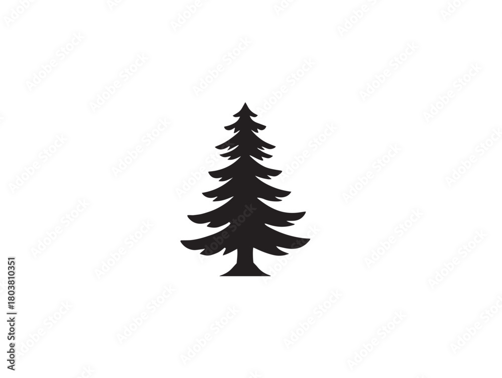 Fototapeta premium Pine tree icon vector illustration solid black white background conifer tree
