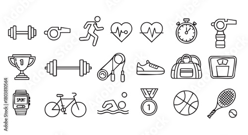 Sport and fitness icons set vector illustration for healthy lifestyle