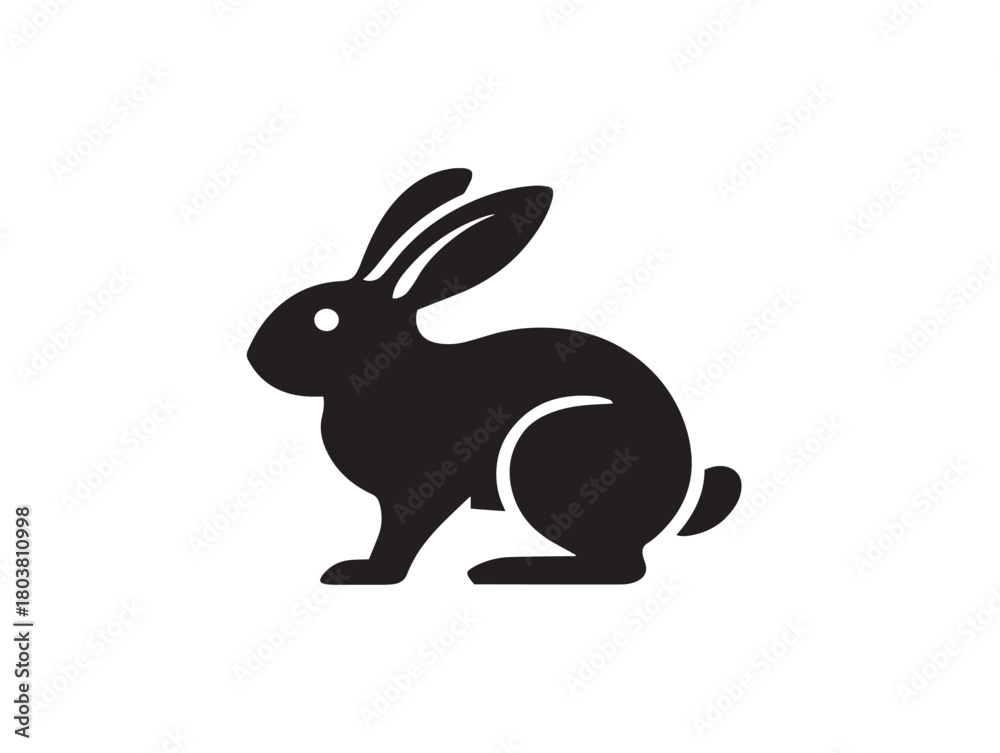 Obraz premium Rabbit icon vector illustration solid black white background nature symbol