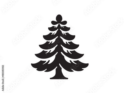 Spruce tree icon vector illustration solid black on a minimalist white background