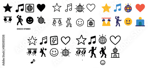 Various disco symbols and icons collection