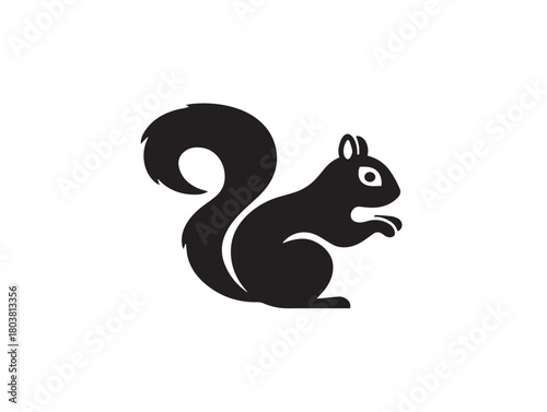 Squirrel icon vector illustration solid black on a pure white background